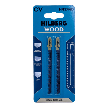 Пилки CV для лобзика 2шт, Hilberg Wood быстрый фигурный рез 100*1.3мм,6TPI, H-T244D