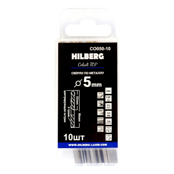 Сверло по металлу 5.0*86(52)мм (10шт) Hilberg Cobalt 5% TOP, CO050-10
