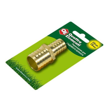 Адаптер QUATTRO ELEMENTI соединитель шлангов "ёлочка" 25 - 19 мм, латунь (771-923) (Адаптеры соединительные)