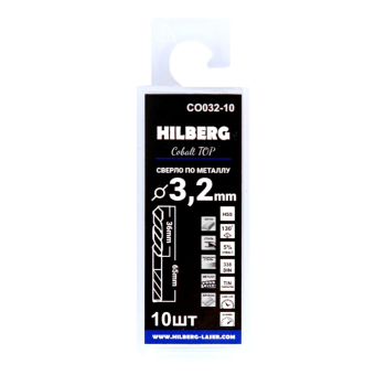 Сверло по металлу 3.2*65(36)мм (10шт) Hilberg Cobalt 5% TOP, CO032-10