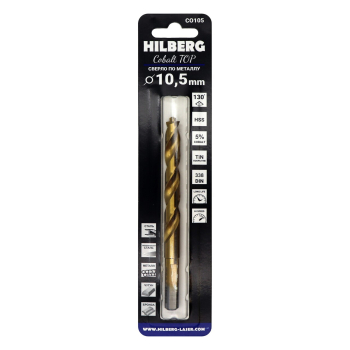 Сверло по металлу 10.5*133(87)мм Hilberg Cobalt 5% TOP, CO105