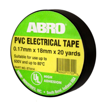 Изолента ABRO термостойкая, 18,2 м, черная