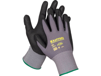 KRAFTOOL PRECISION, L (9), эластичные перчатки для точных работ, вспененное нитриловое покрытие, 15 класс (11285-L) (Перчатки нейлоновые)