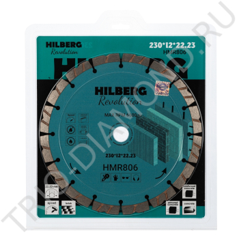 Диск алмазный отрезной 230*22,23*12 Hilberg Revolution HMR806
