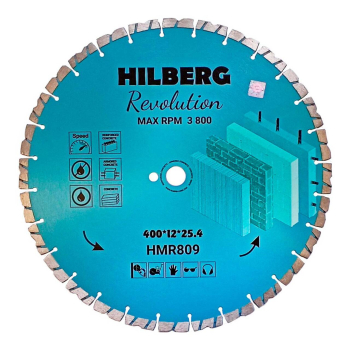 Диск алмазный отрезной 400*25,4*12 Hilberg Revolution HMR809