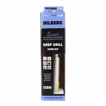 Коронка алмазная по бетону 25*150 мм Hilberg Laser Deep Drill HD325