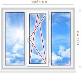 Пластиковое окно VEKA PROLINE 2080х1730, двойной, энергосберегающий стеклопакет, фурнитура MACO