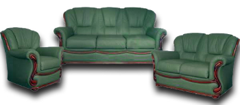 Набор мягкой мебели из кожи Изабель - 2 (трехместный диван-кровать+двухместный диван+кресло)
