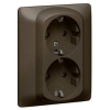 Розетка Legrand Galea Life двойная с заземлением с накладкой Dark Bronze