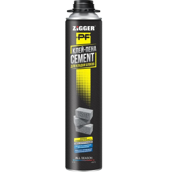 Клей-пена монтажная ZIGGER PF Cement, профессиональная, всесезонная, 850 мл, 950
