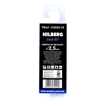 Сверло по металлу 2.5*57(30)мм (10шт) Hilberg Cobalt 5% TOP, CO025-10