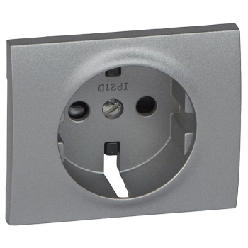 Накладка розетки с заземлением со шторками Legrand Galea Life Aluminium