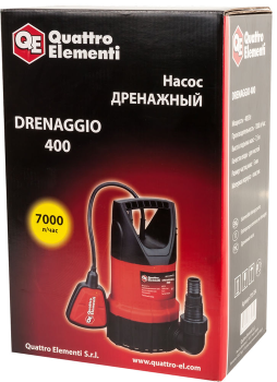 Насос дренажный QUATTRO ELEMENTI Drenaggio 400 (400 Вт, 7000 л/ч, для чистой, 7.5 м, 4,6кг) (Дренажные насосы для чистой воды)