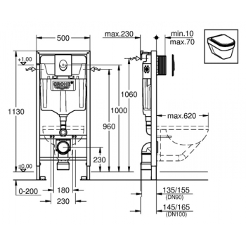 Инсталляция для унитаза Grohe Parid SL 3 в 1 38721001