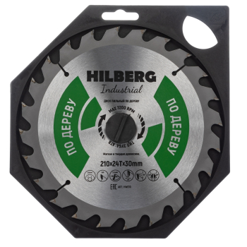 Диск пильный Hilberg Industrial Дерево 210*30*24Т HW210