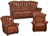 Набор мягкой мебели из кожи Европа (трехместный диван-кровать + 2 кресла)