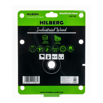 Диск пильный Hilberg Industrial Дерево 185*20/16*48Т HW186