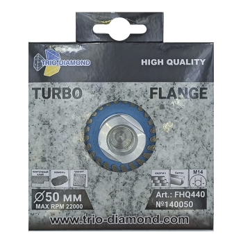 Диск алмазный отрезной 50*м14 Турбо с фланцем 140050, FHQ440