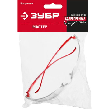 Очки ЗУБР МАСТЕР защитные, двухкомпонентными дужками, прозрачные 110325