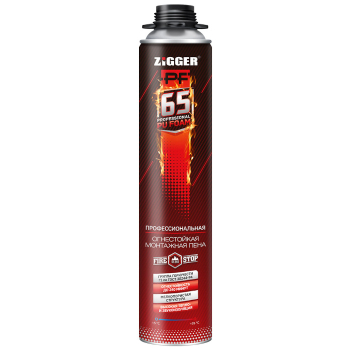 Пена монтажная ZIGGER FIRESTOP, огнестойкая, выход до 65 л, 750 мл