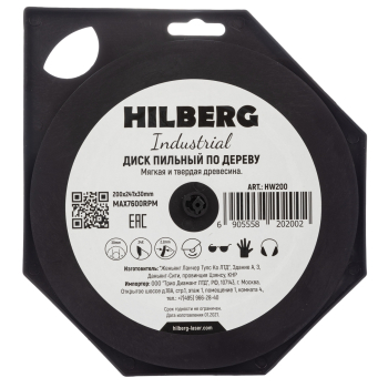 Диск пильный Hilberg Industrial Дерево 200*30*24Т HW200