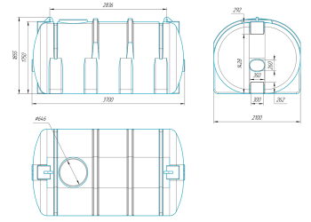 Емкость горизонтальная 10000л усиленная. С волнорезом