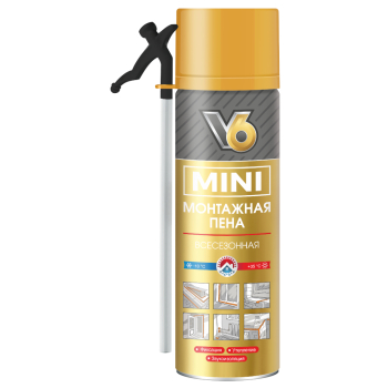 Пена монтажная V6 MINI бытовая всесезонная 350 гр (1/12)