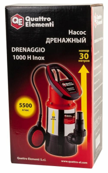 Дренажный насос QUATTRO ELEMENTI Drenaggio 1000 H Inox (900 Вт, 5500 л/ч, для чистой, 30 м, 7,75кг, нерж.сталь) Напорный (771-756) (Дренажные насосы д