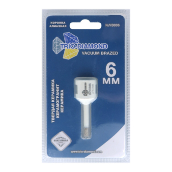 Коронка алмазная по керамограниту 6 мм, М14, Vacuum Brazed, VB006