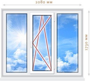 Пластиковое окно VEKA PROLINE 2080х1730, двойной стеклопакет