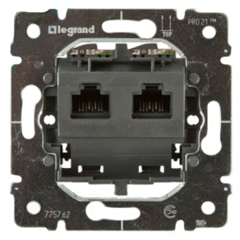 Розетка компьютерная Legrand Galea Life 2хRJ45 кат. 5Е UTP монтаж на винтах