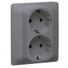 Розетка Legrand Galea Life двойная с заземлением с накладкой Aluminium