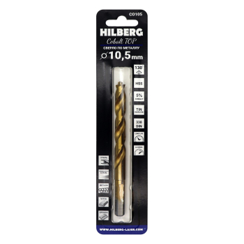 Сверло по металлу 10.5*133(87)мм Hilberg Cobalt 5% TOP, CO105