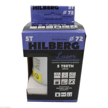 Коронка алмазная по бетону 72 мм Hilberg Laser Five Teeth HP272