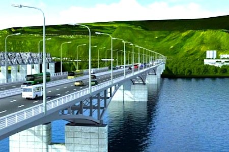 В Красноярске началось возведение моста через реку Енисей