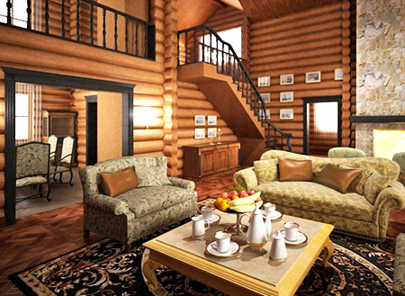Как оформить интерьер деревянного дома внутри, варианты с фото